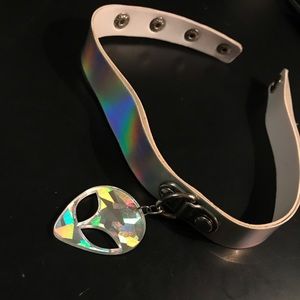 I come in peace holographic chocker